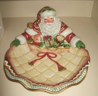 Fitz And Floyd Winter Holiday Santa Server Christmas Serving Tray Platter 12.  5 "