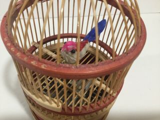 Singing Bird In Cage Wind - Up Motion & Chirping Bellows Mechanism Real Feathers