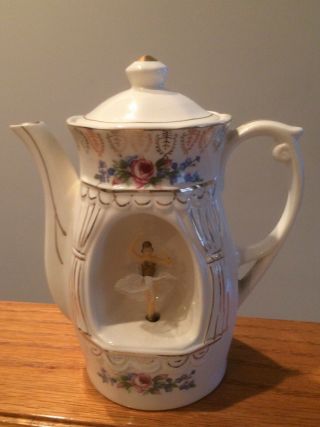 Vintage Spinning Lady Ballerina Teapot " Tea For Two " Music Box Made In Japan