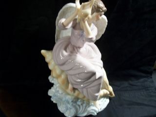 Nib Angel Fairy Women Shell Porcelain Ceramic Flowers Figurine Noel Lladro Style