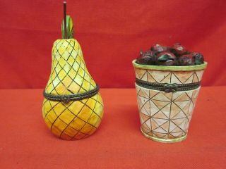 Jim Shore Trinket Boxes Bushel Of Apples And Pear