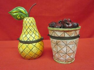 Jim Shore Trinket Boxes Bushel of Apples and Pear 4