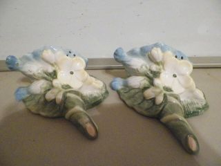 Fitz And Floyd " Spring Fling Floral " Salt & Pepper Shakers,  Blue,  Green & Yellow