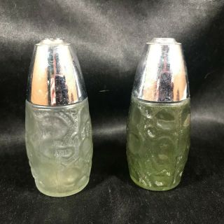 Vintage Westinghouse Gemco Embossed Glass Salt And Pepper Shakers