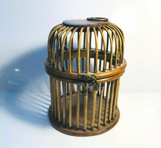 Bamboo And Hardwood Bird Cage.  Hinged Top For Easy Access.  Item