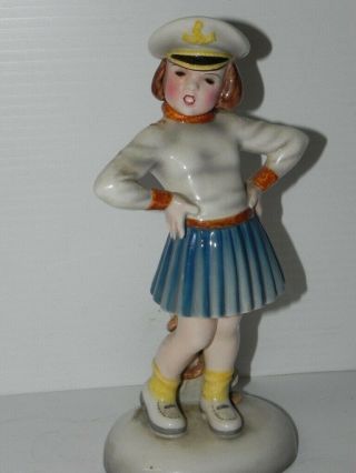 Vintage Wien Keramos Austria 9 " Sailor Captain Girl 2112 Knight Ceramics Dakon