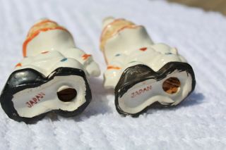 Vintage Small Orange and White Circus Clowns Salt and Pepper Shakers - Japan 2