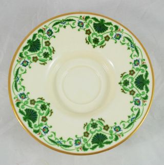 Lenox Footed Dish/plate: Candy Bowl Candleholder - Shell Green Floral Gold Trim