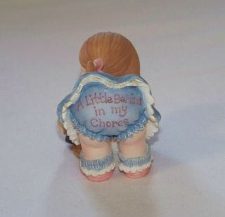 Enesco Figurine: A Little Behind Girl C1994 A Little Behind In My Chores