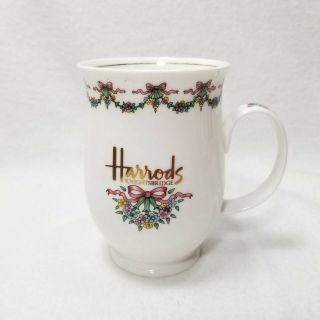 Harrods Knightsbridge Souvenir Coffee Mug Cup Fine Bone China England Floral