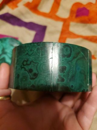 African Malachite Round Jewelry Box 5