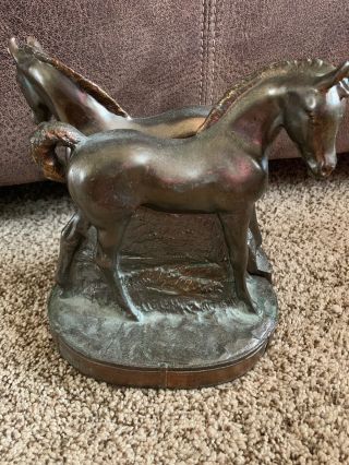 Vintage Brass Horse Bookends Crafted By Dodge