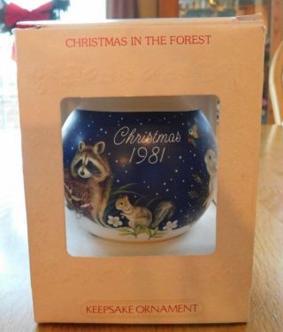 Hallmark 1981 Glass Ball Ornament Christmas In The Forest Animals Nature/box