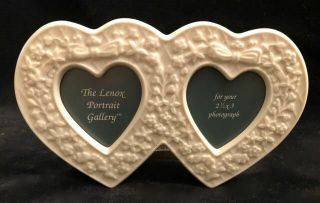 Lenox Double Heart Photo/picture Frame 2 1/2 " X3 " Bows/flowers
