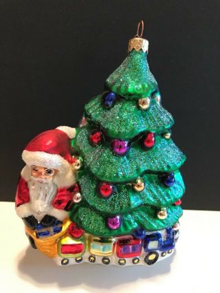 Christopher Radko Santa W/ Tree & Presents Christmas Ornament 6 5/8 " Tall