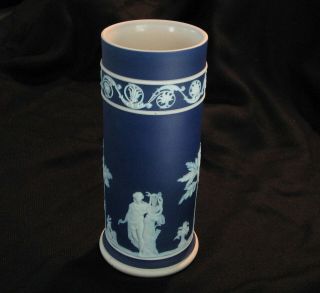 Wedgewood Cobalt Blue Jasperware Spill Vase 6 3/4 " Tall