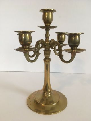 Vintage Ornate Brass Candelabra Candlestick Holder 4 Arm 5 Candles 10 Inch