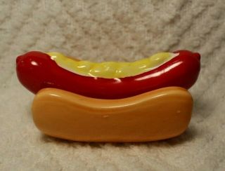 Vintage Cute Hot Dog And Bun Go - With Salt And Pepper Shakers