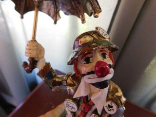 Ron Lee Clown Umbrella Figurine 24K GP Emmett Kelly “Chance Of Rain” 1986 LARGE 4