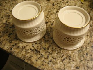 Lenox Pierced Cut - Out Cold Trimmed Candleholders Lenox The Pair
