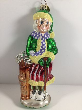 Christopher Radko Christmas Ornament Queen Of The Green Golf Mrs Claus 8 " H