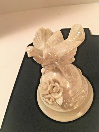 Vintage Fluorescent Pearl 3 - D Flowers and Love Bird Dinner Bell 3
