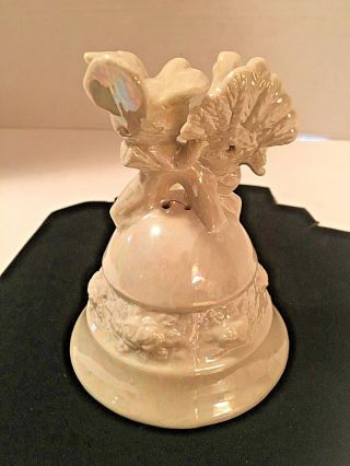 Vintage Fluorescent Pearl 3 - D Flowers and Love Bird Dinner Bell 4