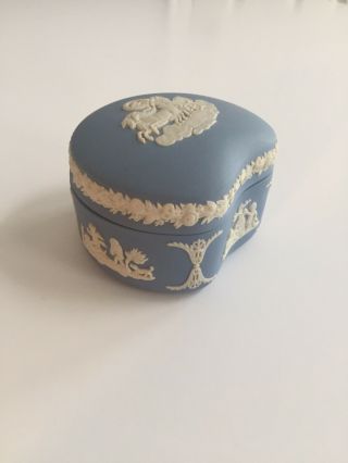 Vintage Wedgewood Jasperware Blue Kidney Bean Trinket Box