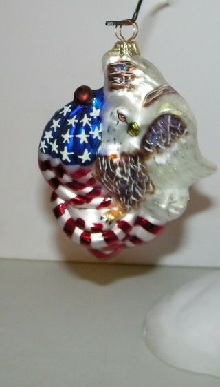 Christopher Radko Blown Glass Bald Eagle US Flag Patriotic 4th of July Ornament 2