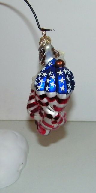 Christopher Radko Blown Glass Bald Eagle US Flag Patriotic 4th of July Ornament 5