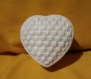 Tiffany & Co.  Bone China Basket Weave Heart Shaped Trinket Box By Sybil Connolly