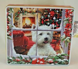 Biscuit Tin White Terrier West Highland Dog Christmas Connoisseurs Empty Tin 2
