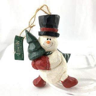 Eddie Walker Midwest Cannon Falls Snowman Holding Tree Mittens Scarf Ornament