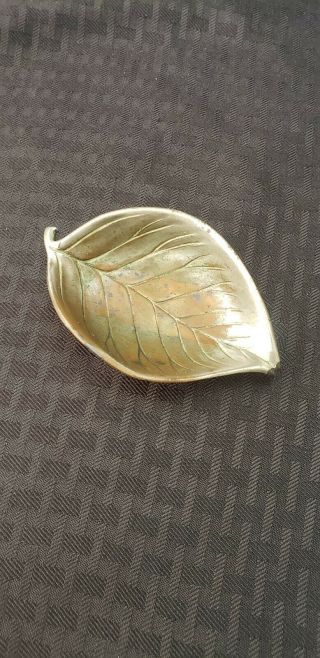Small Occupied Japan Metal Leaf Dish Silver Plated