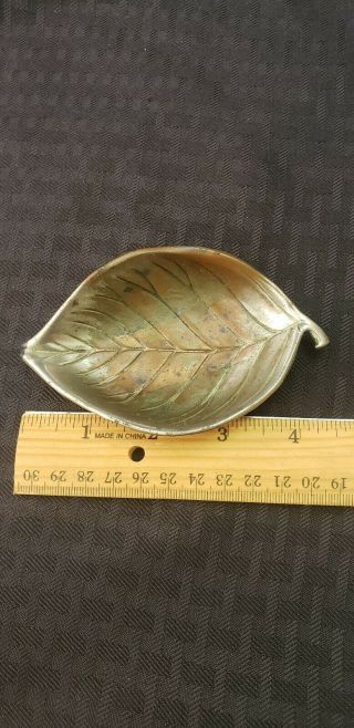 Small Occupied Japan Metal Leaf Dish Silver Plated 3