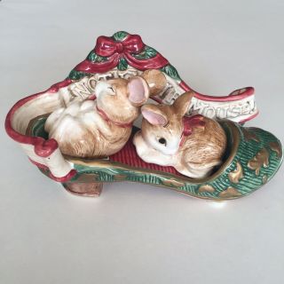“not Even A Mouse ” Fitz And Floyd Christmas Salt And Pepper Shakers 3 Piece Set