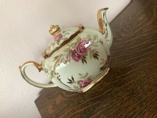 Sadler Cube Tea Pot - Floral With Gold Trim