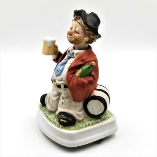 Willie The Hobo Clown Beer Polka Waco Melody In Motion Porcelain Music Box Japan