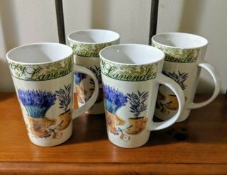 Kent Pottery Coffee Mug Tea Cup Set Of 4 Herbs Rosemary Lavender Salvia Flowers