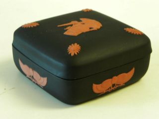 Wedgwood Terra Cotta On Black Jasperware Lidded Box