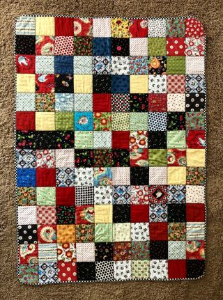 Mary Engelbreit Themed Handmade Quilt Throw Classic Patchwork Squares Cherries