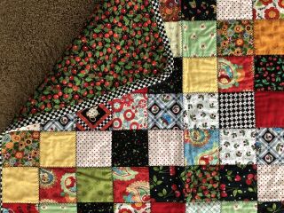 Mary Engelbreit Themed Handmade Quilt Throw Classic Patchwork Squares Cherries 4