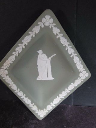 Wedgwood Jasperware Euterpe Diamond Shaped Pin Tray Green/white
