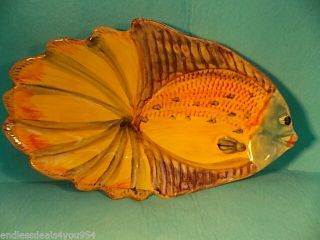 ITALIAN - HAND PAINTED - FISH PLATE - GLAZED - SERVING or WALL DECOR - MADE IN ITALY 2