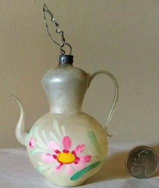 Vintage Hand Blown Glass Christmas Ornament Teapot As - Found