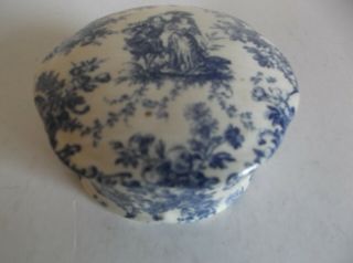 Vintage English Rose Fine Bone China Blue & White Trinket Box - England