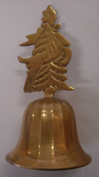 Brass Bell With Reindeer - Christmas Tree On Top