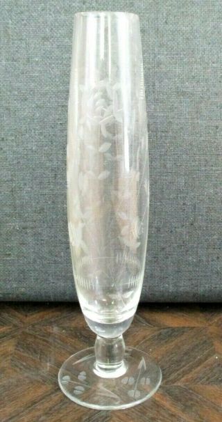 Vintage Bud Vase Clear Glass Flower Design