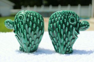 Vintage Anthropomorphic Happy And Sad Cactus Salt And Pepper Shakers