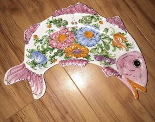 Hand Painted Fish Platter Dish Signed Skyros